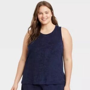 NWT A NEW DAY Terry Tank Top, Navy Blue, Size 4X